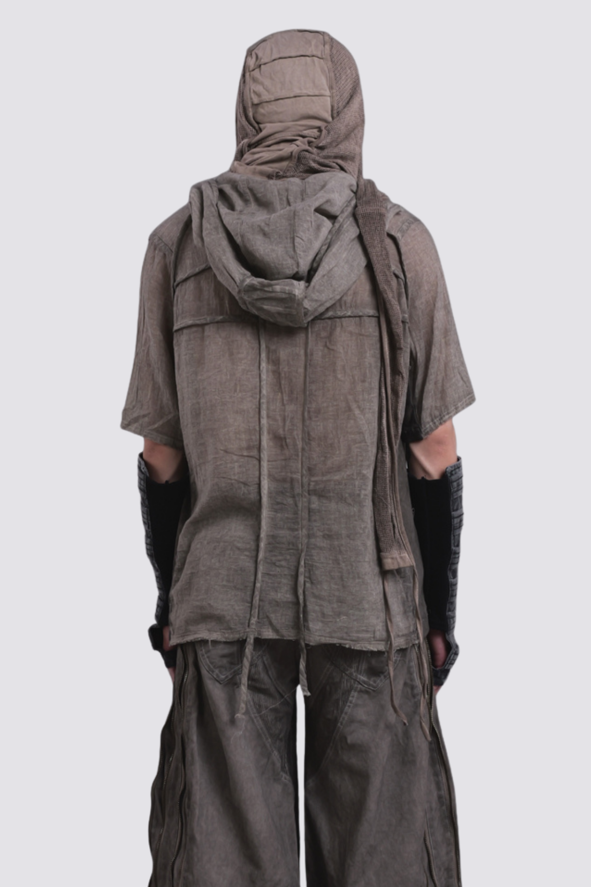 Smoky Wrap Short Sleeve Hooded Top