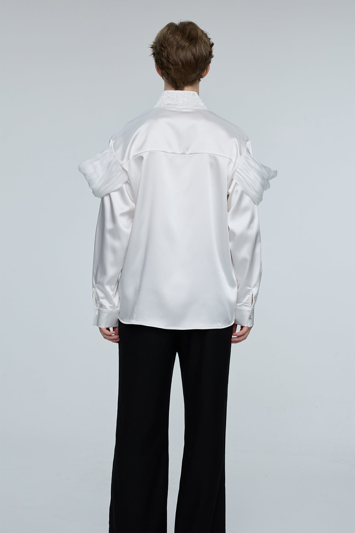 Solid Raven Long Sleeve Embroidery Shirt