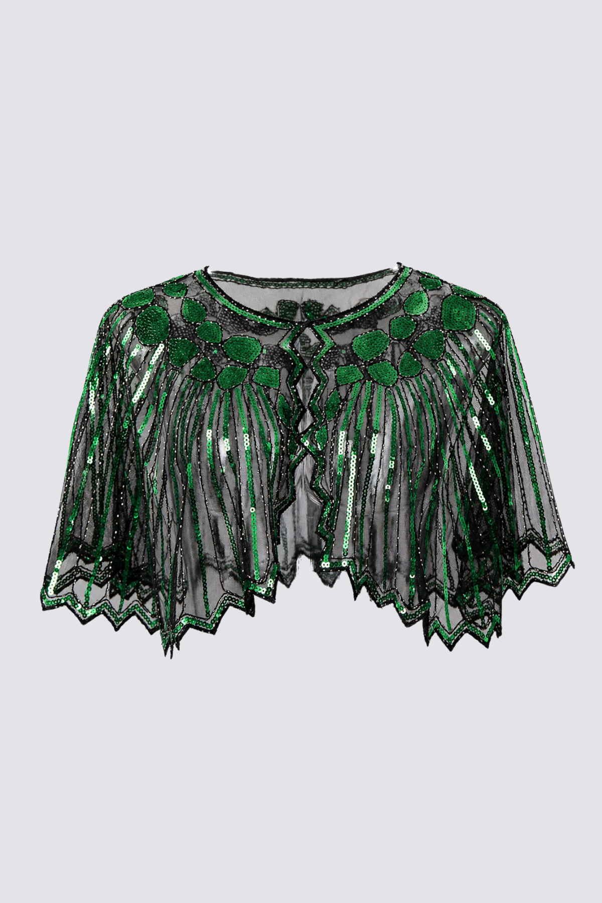 Stardust Shine Sequin Mesh Cape Green