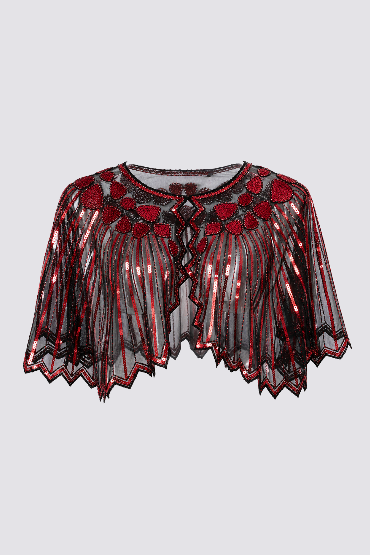 Stardust Shine Sequin Mesh Cape Red