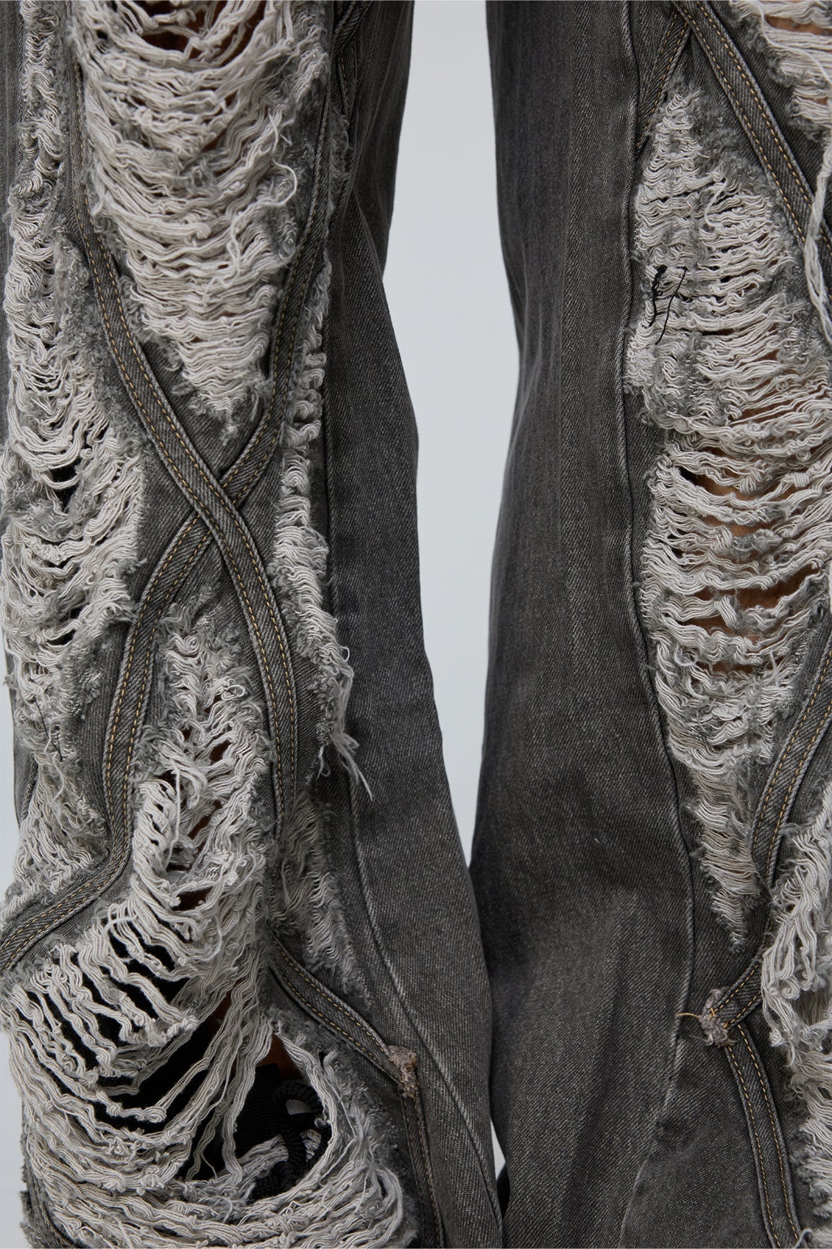 Stark Rinse Ripped Wide Leg Jeans