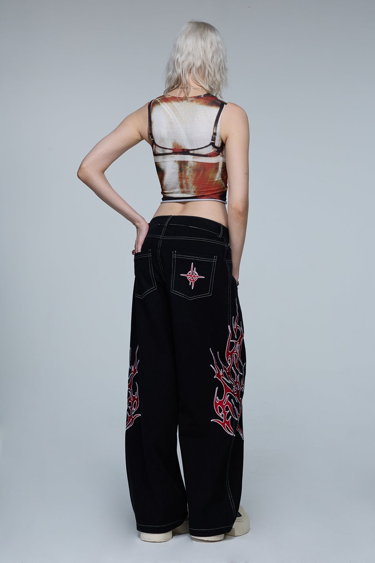 Static Split Crop Print Tank Top