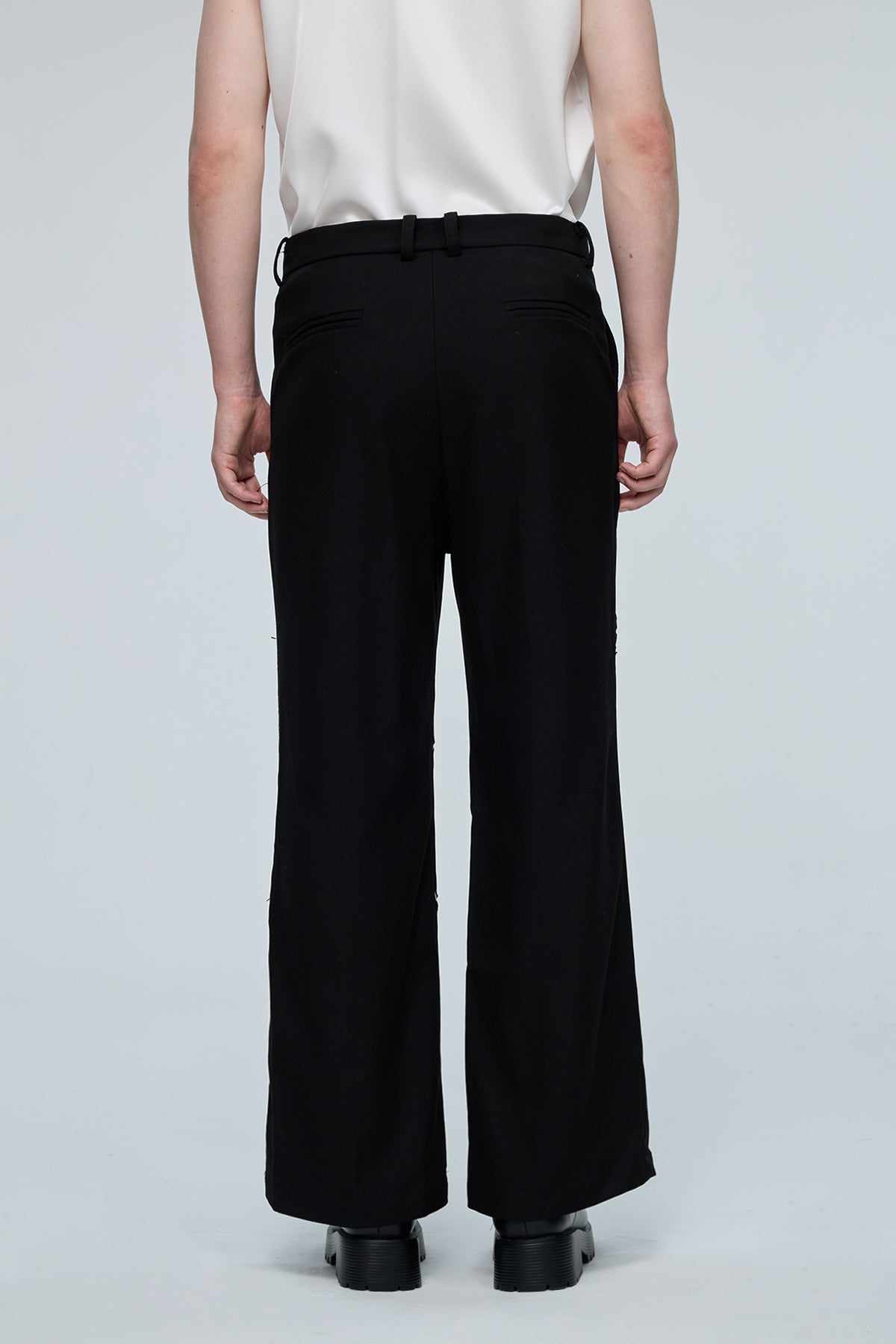 Static Swirl Straight Deconstructed Pants