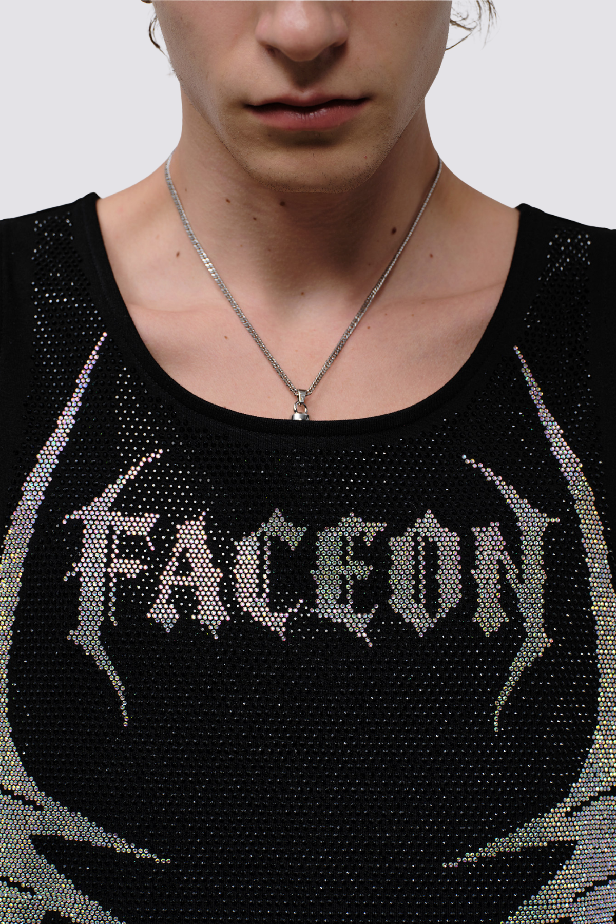 Stellar Glow Rhinestone Tank Top Black