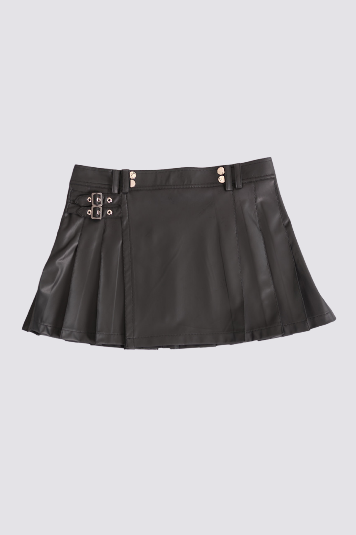 Storm Bloom Leather Pleated Skirt