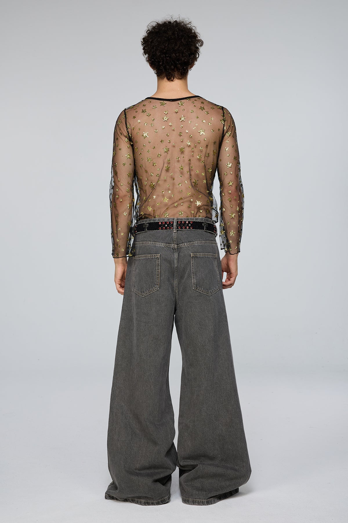 Tactile Flow Long Sleeve Mesh Sequin Top