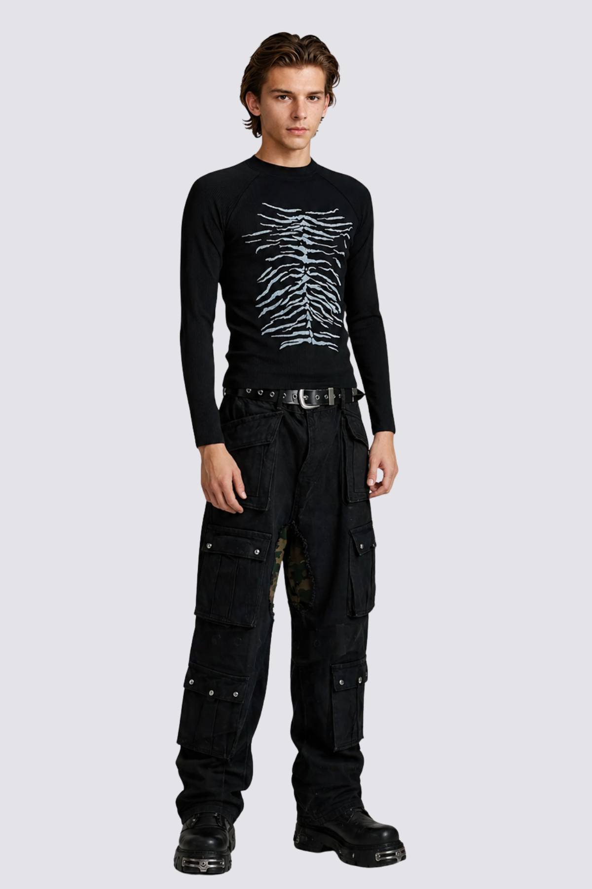 Thin Trace Long Sleeve Top Black