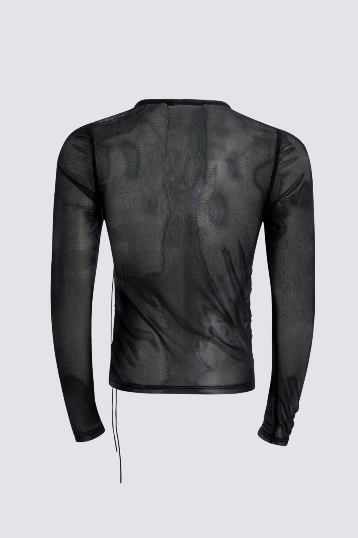 Thin Veil Long Sleeve Mesh Lace Up Top
