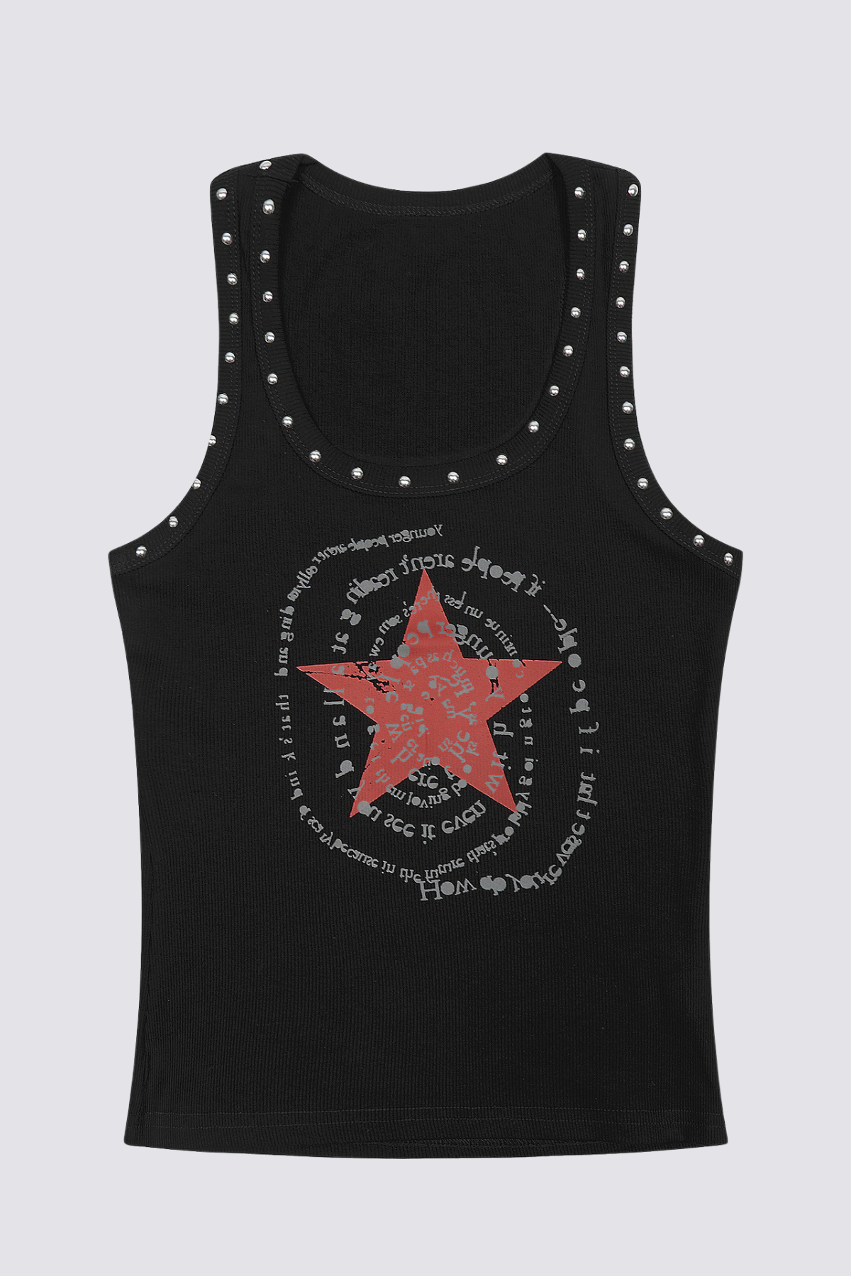 Tone Sketch Star Print Sleeveless Top Black