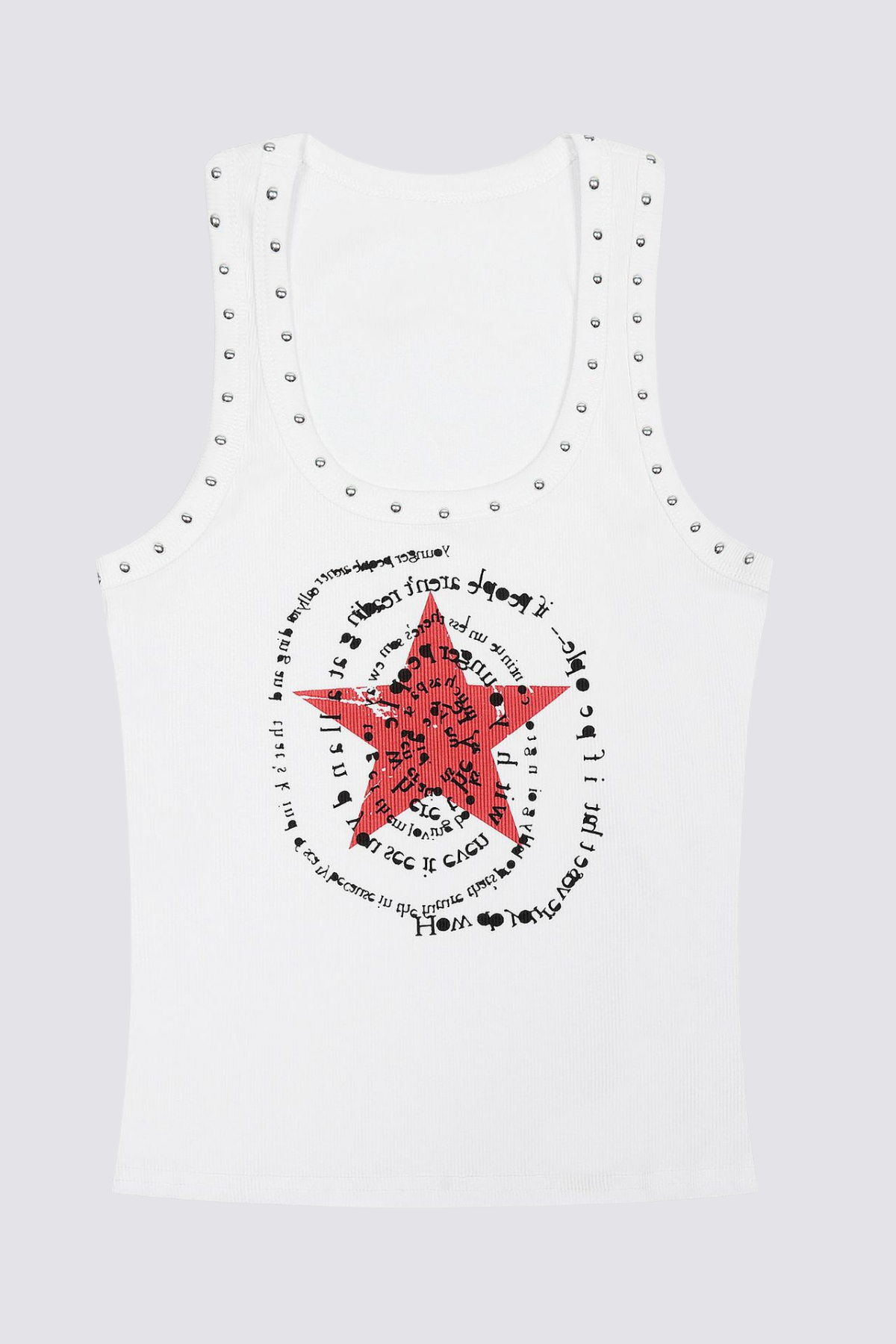 Tone Sketch Star Print Sleeveless Top White