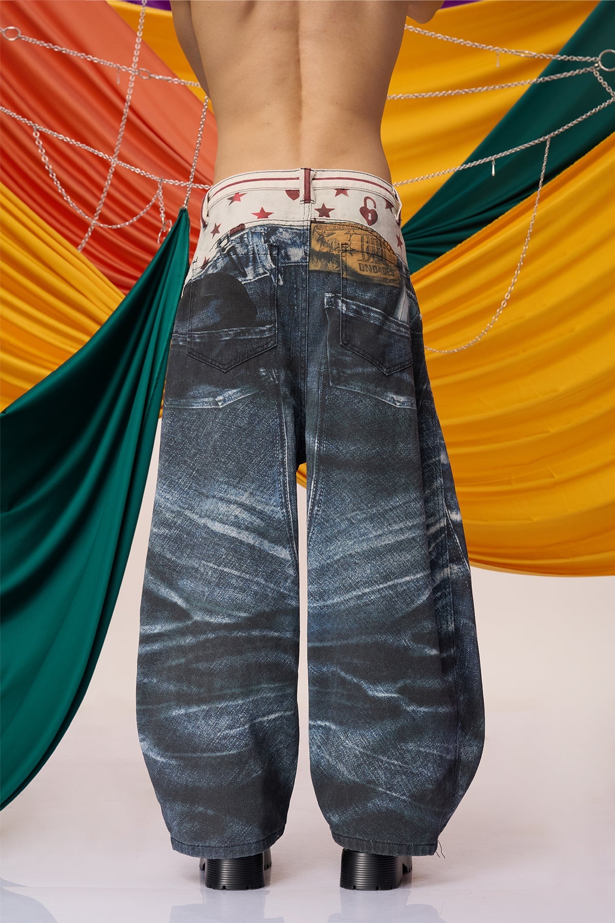 Torque Wear Print Barrel Jeans