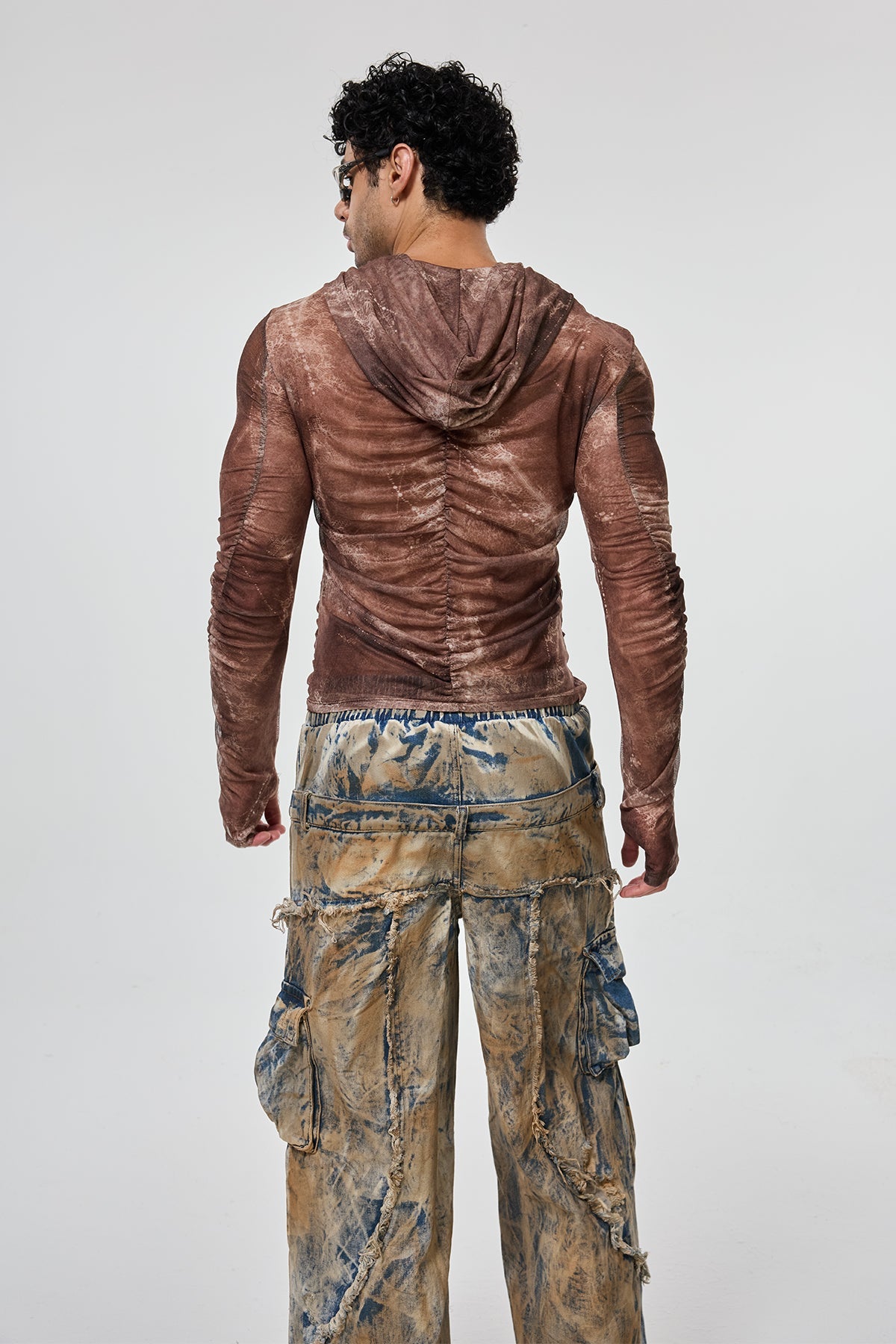 True Weave Long Sleeve Ruched Mesh Hooded