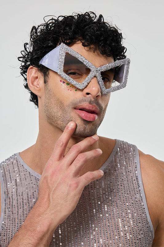 Twilight Lens Rhinestone Sunglasses Silver