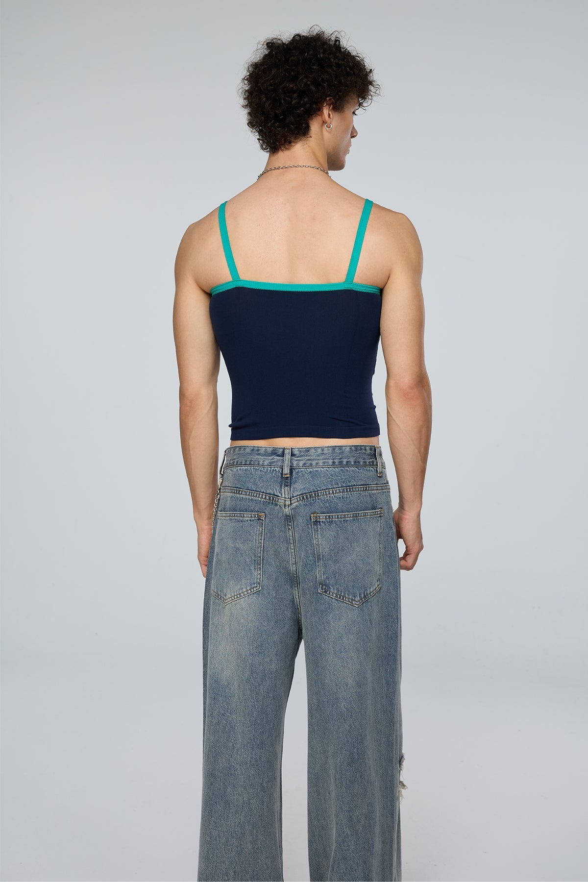 Vector Peak Crop Top Navy Blue