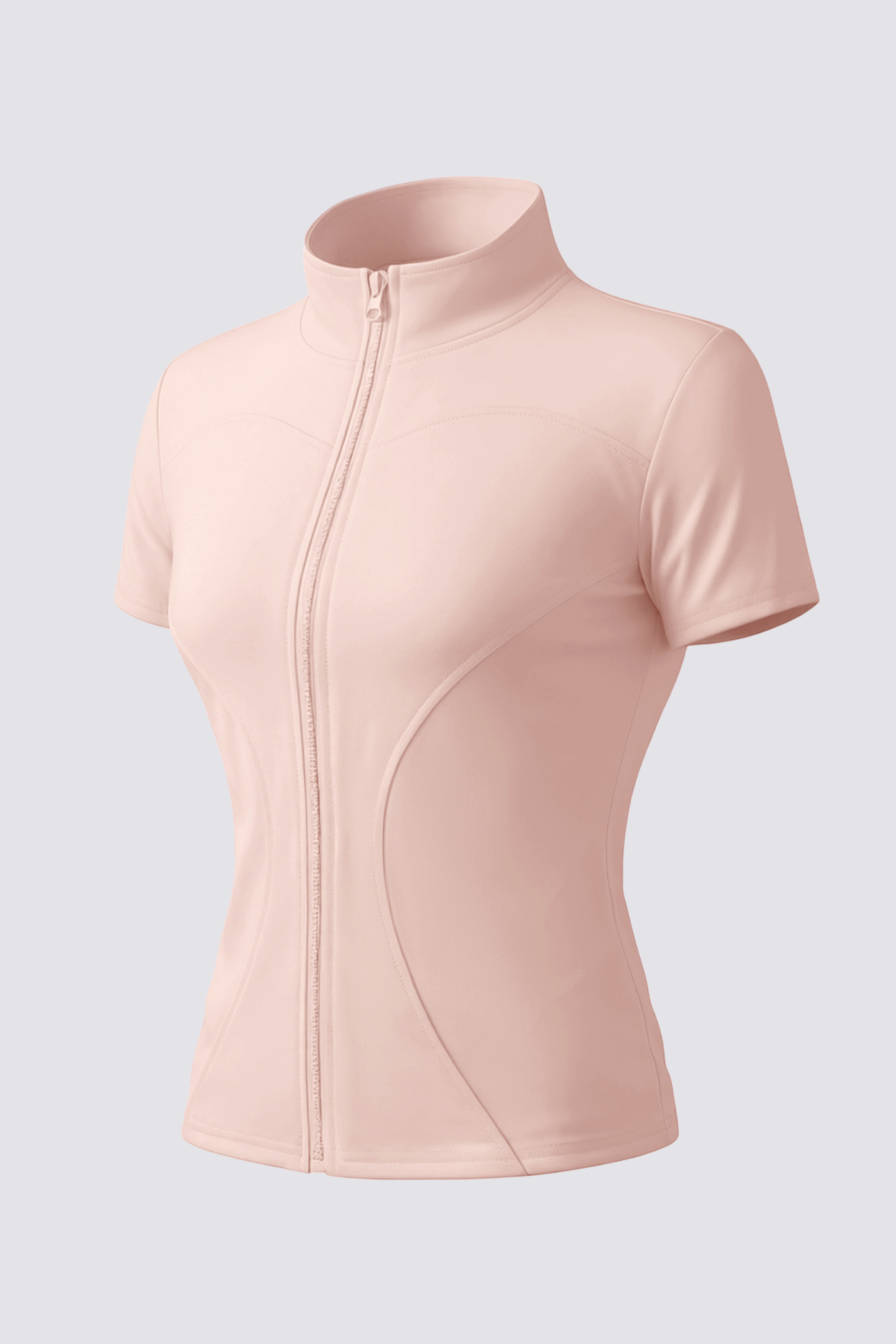Vector Tier Zipper Short Sleeve Top Pink