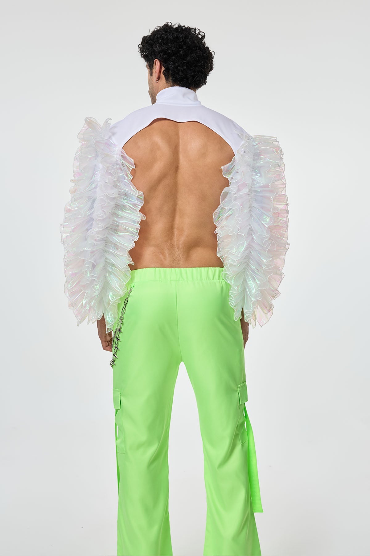 Veil Flow High Neck Tulle Crop Top