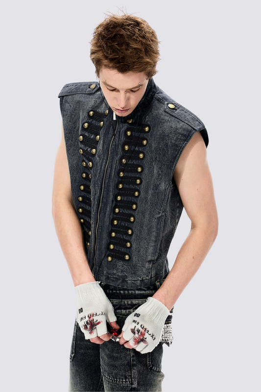 Vibe Wear Zipper Denim Vest