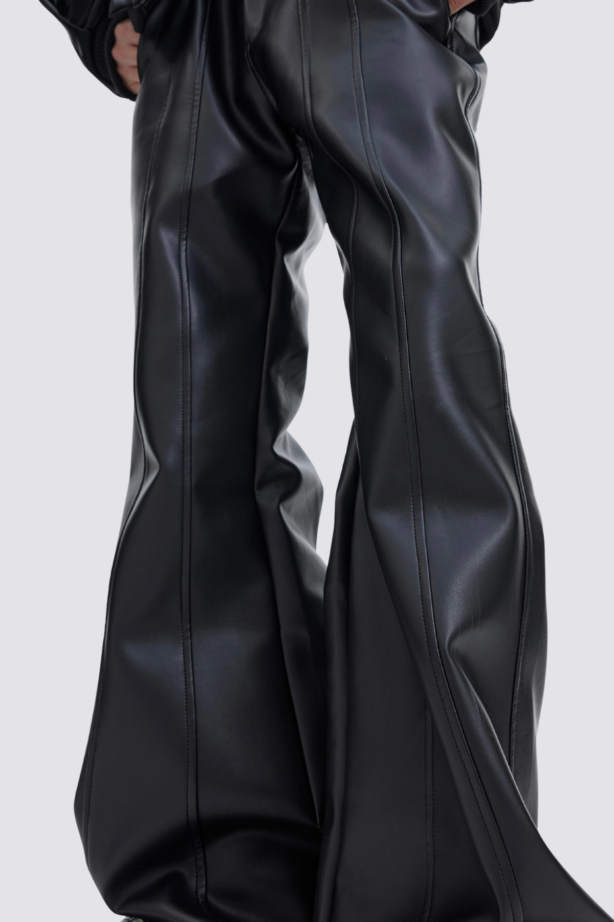 Wave Pulse Leather Bootcut Pants