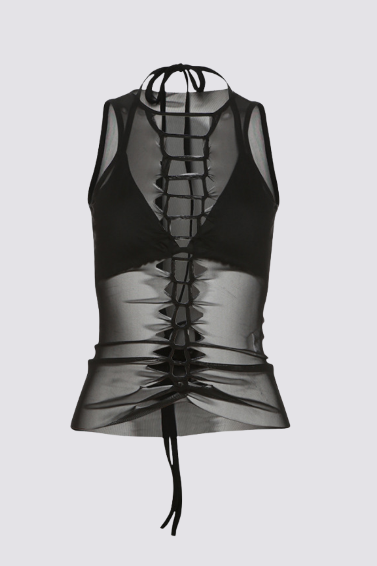 Whisper Skin Mesh Cutout Sleeveless Top