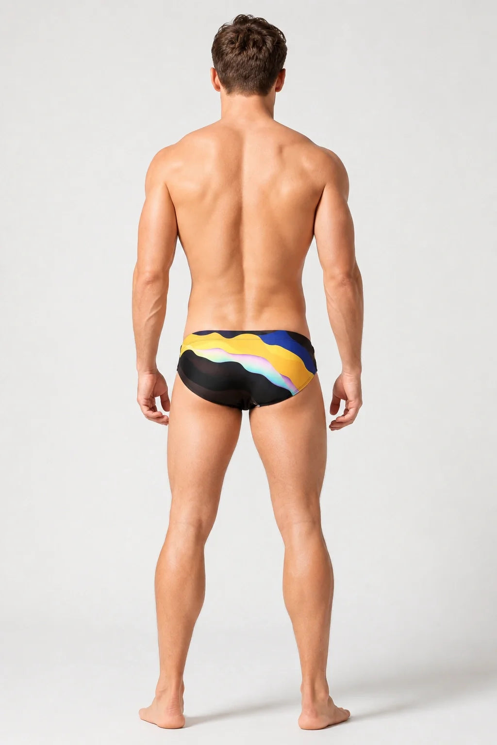 Men's Quick-Dry Printed Swim Briefs with Drawstring