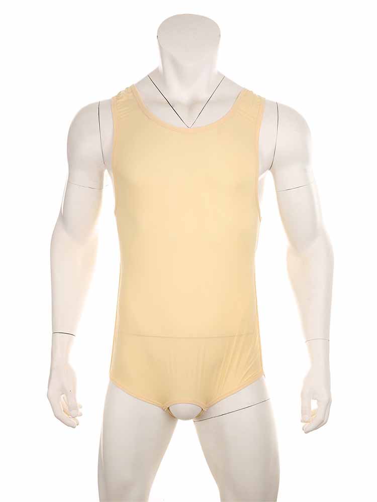 Men's Sleeveless Hip Revealing Slim Bodysuit