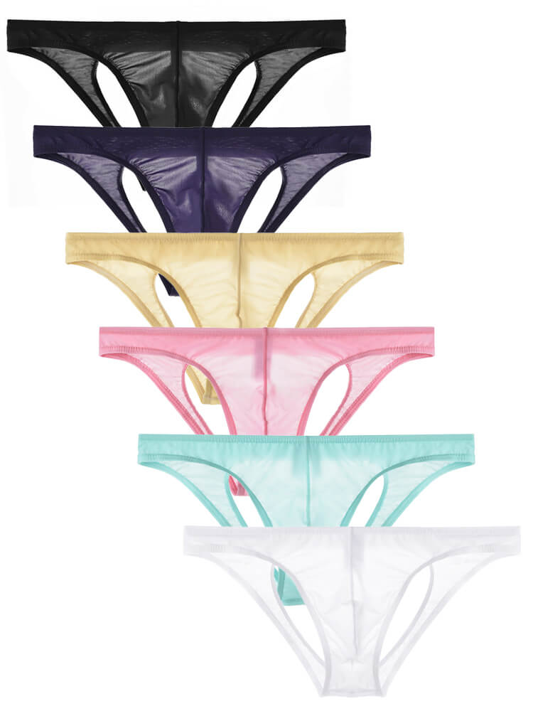 Men's Silk Transparent Low-waist Jockstrap Briefs