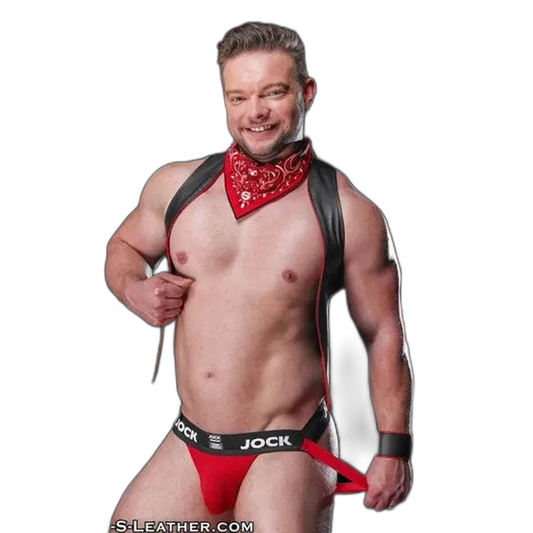 Mr.S Leather Zipper Pocket Neck Hanky - Red