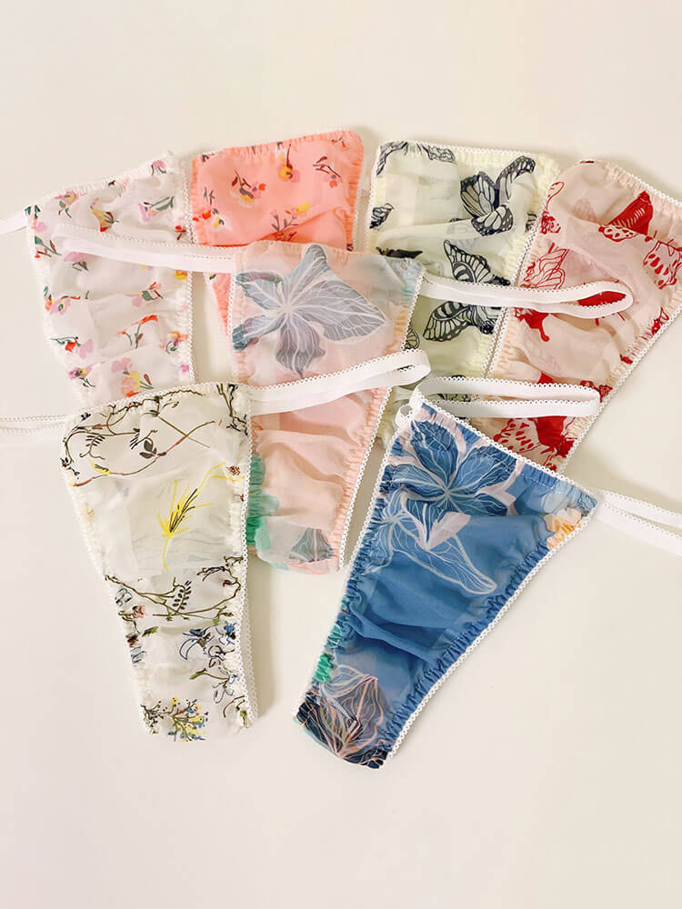 Men's Sexy Floral Print Thin Waist Thong