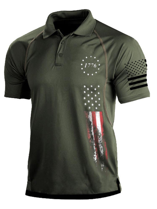 1776 Independence Day American Flag Polo Shirt