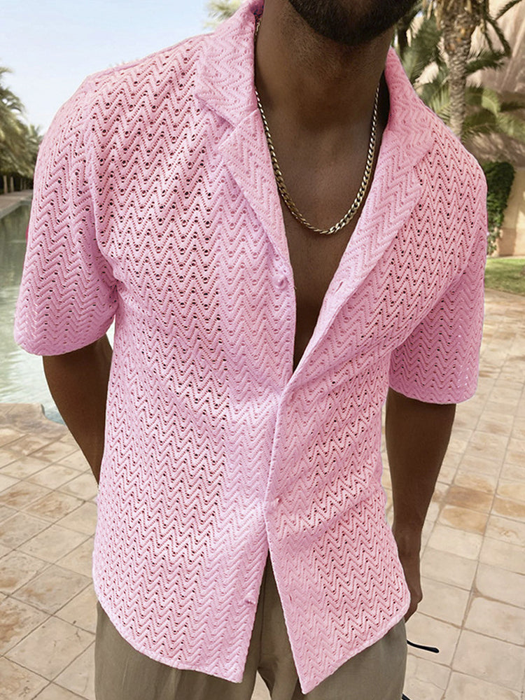 Men's Lace Cutout Shirt