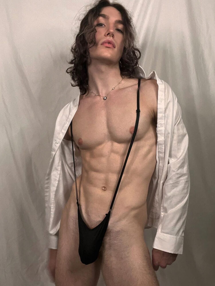 Men's Adjustable Harness Thong Bodysuit