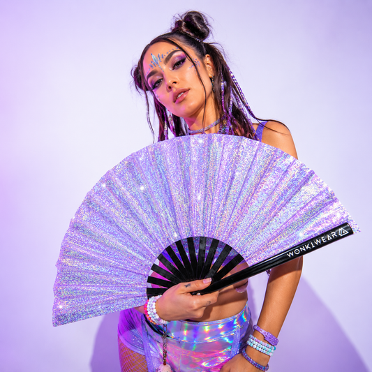 Lilac Glitter XL Festival Fan