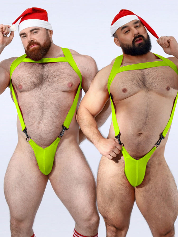 Men's Sexy Neon Bondage Harness Bodysuit Thong
