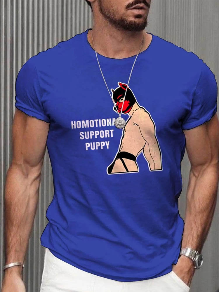 Men's LGBT Homotional Support Puppy Print T-Shirt