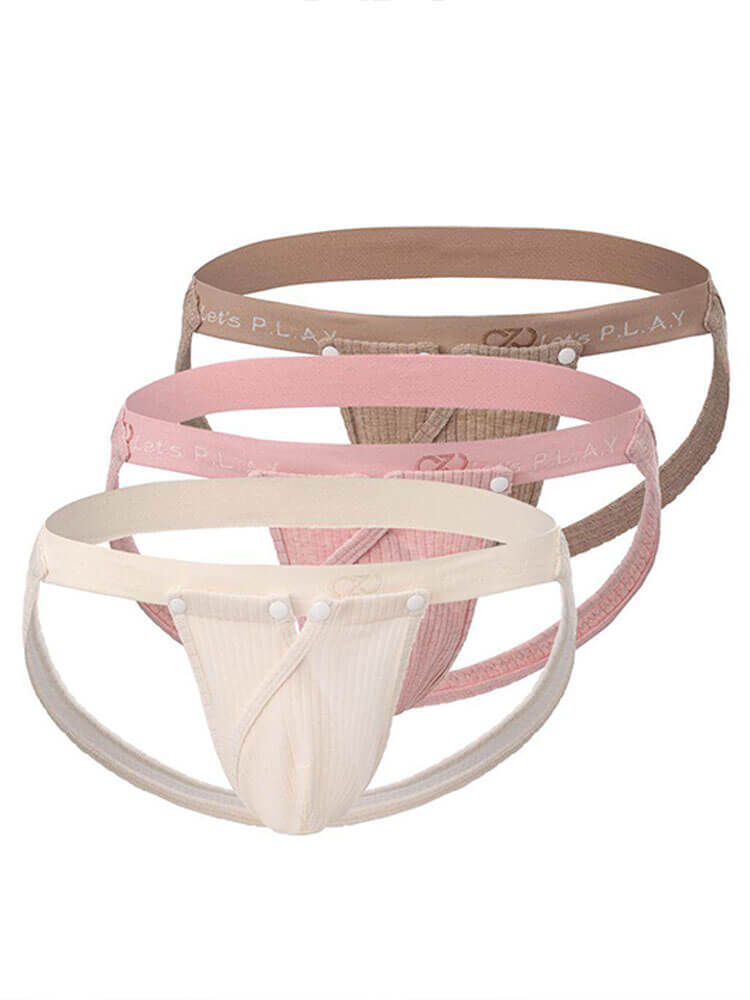 Men's Double Thong Elastic Ribbed Antibacterial Thong