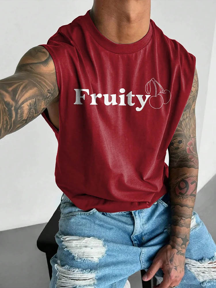 Men's LGBT Pride Fruit Print Wide Shoulder Vest