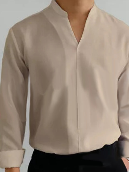 Men's Casual V-neck Long-sleeved Shirt