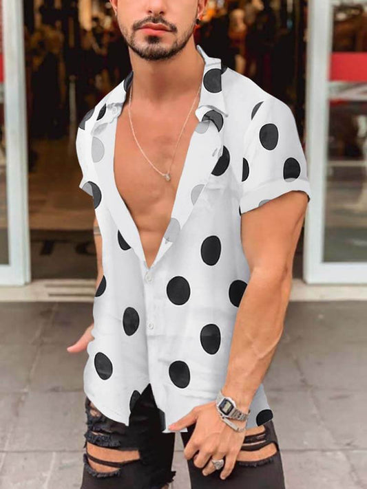 Men's Hawaiian Beach Polka Dot Short Sleeve Shirt