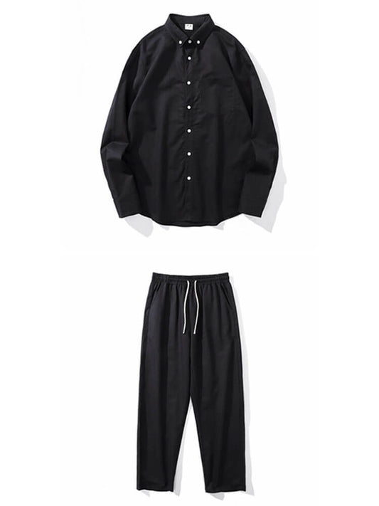 Men's Casual Cotton-Linen Shirt And Pants Set