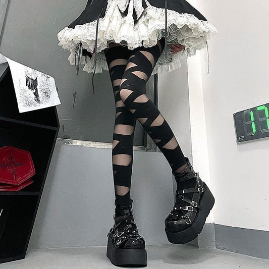 Bandage Cutout Pantyhose