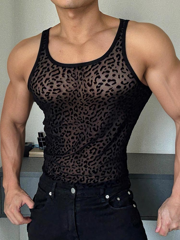 Men's Leopard Print American Style Tank Top