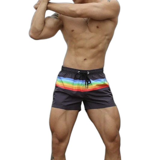 Rainbow Stripe Swim Shorts