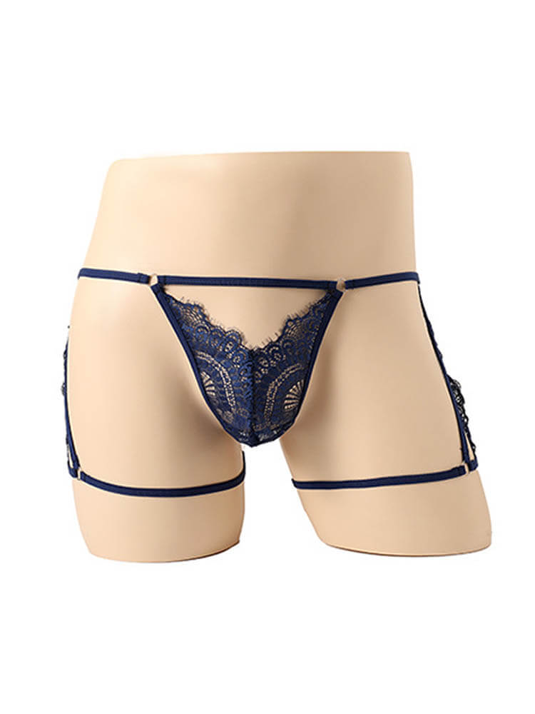 Men's Sexy Hollowed-Out Lace Leg Ring Thong