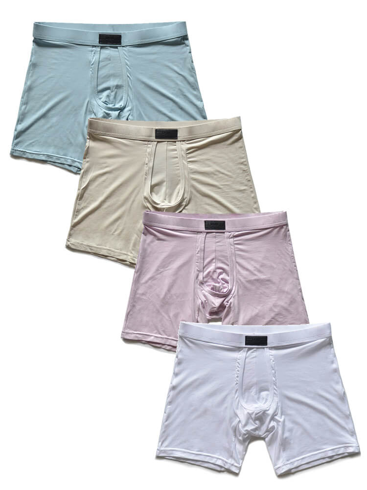 D.M Men's Sexy Exposed Pouch Modal Long Trunks