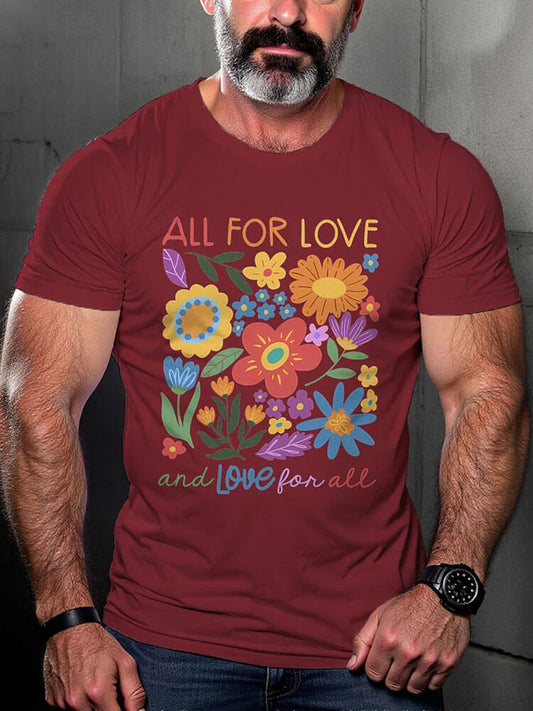 Casual LGBT Pride All For Love Love For All Gay Print T-shirt