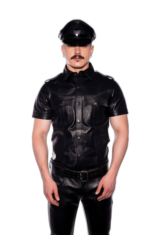 Prowler RED Leather Military Muir Cap Black