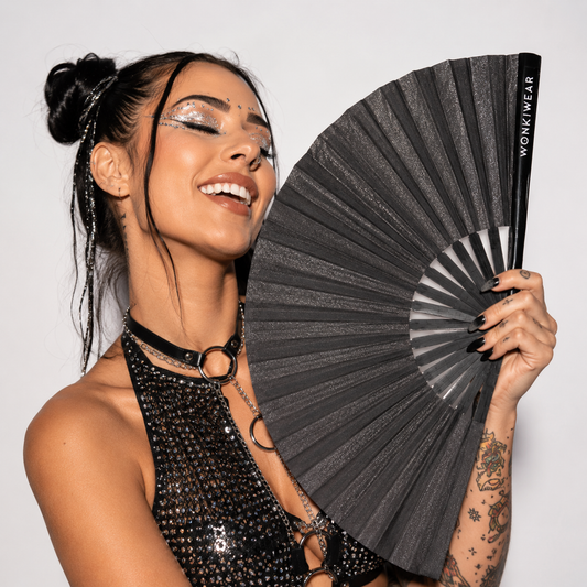 Black Shimmer Metallic XL Festival Fan