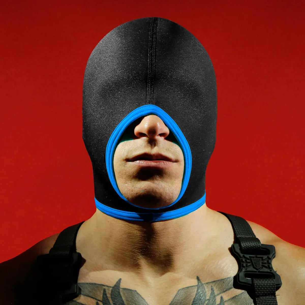 Blind Skullfuck Open-Mouth Blindfold Hood