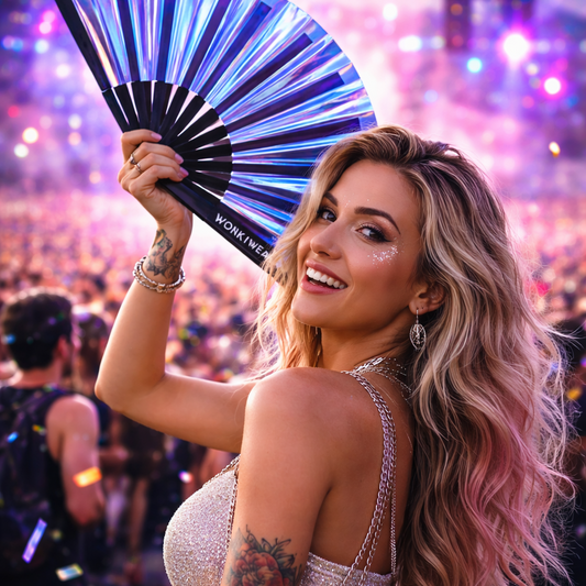 Blue Temptress Iridescent XL Festival Fan