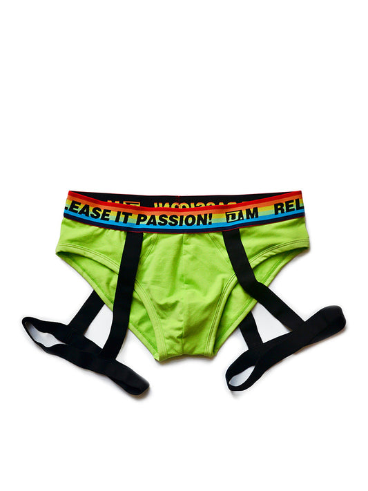 D.M Rainbow Solid Color Suspender Briefs